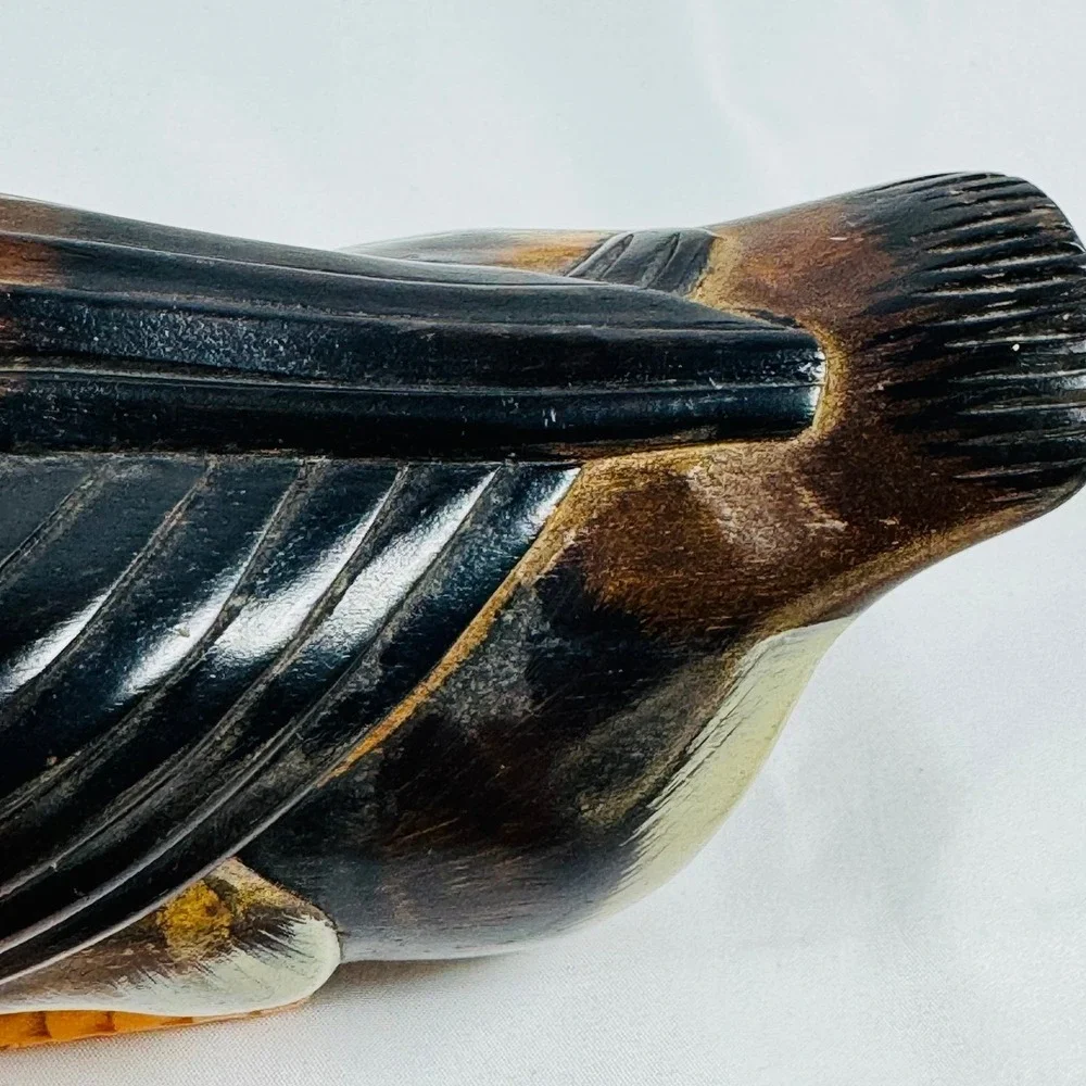 VTG Hand Carved Wood Goose Long Neck Duck Decoy Glass Eyes 13